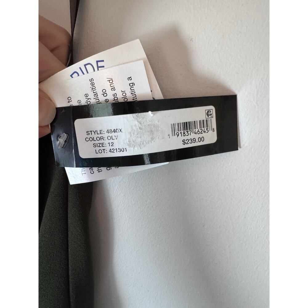XSCAPE One Shoulder Asymmetric Hem Gown STYLE: 4840X Olive Green Sz 12 NWT $239 - Picture 6 of 15